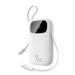 Powerbank Baseus EnerFill FC31 20000mAh 45W z wyświetlaczem cyfrowym i 2 wbudowanymi kablami (USB-C + Lightning) - biały