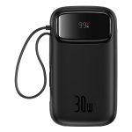 Powerbank Baseus QPow 2 20000mAh 30W z 2 wbudowanymi kablami USB-C - czarny