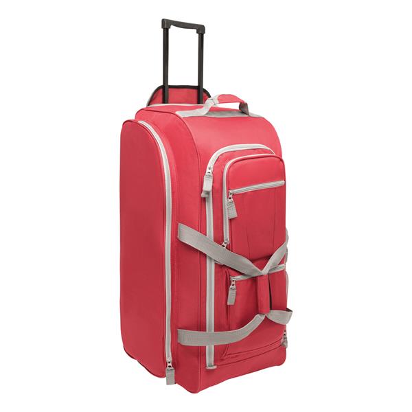 9P - Torba podróżna na kółkach - czerwony, szary