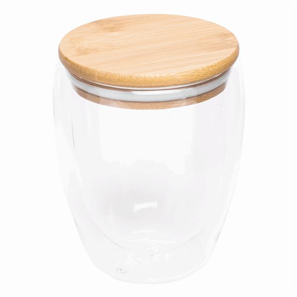 BAMBOO ART M - Dwuścienna szklanka, o pojemności ok. 350 ml. - brązowy, transparentny