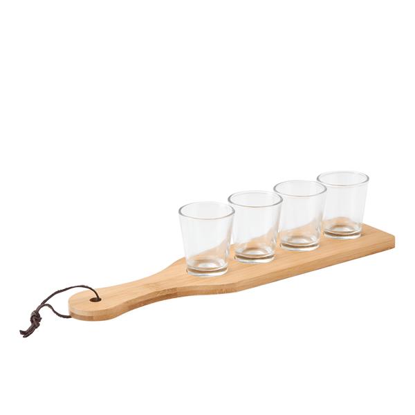 BAMBOO PARTY - Taca z kieliszkami - brązowy, transparentny
