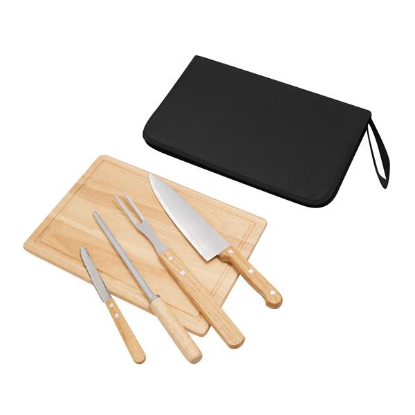 BEST BBQ - Deska ze sztućcami - brązowy, srebrny