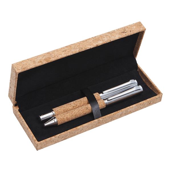 CORK SIGNATURE - Zestaw piśmienniczy - brązowy, srebrny