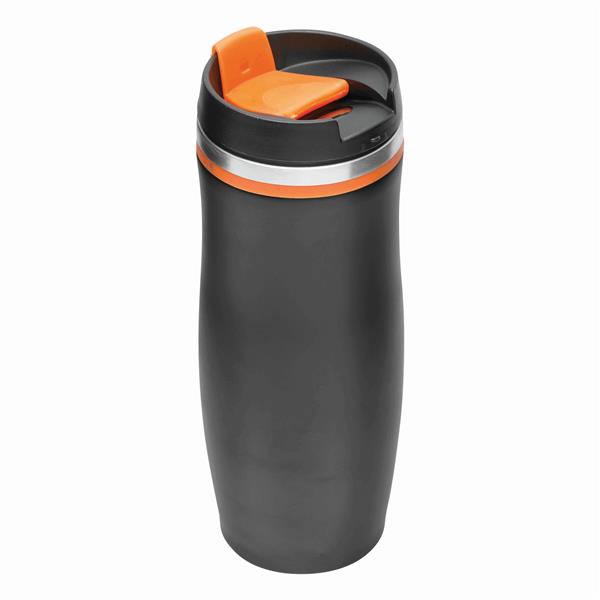 DARK CREMA - Kubek termiczny o podwójnych ściankach - czarny, pomarańczowy