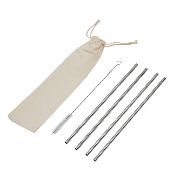 DRINK FRIENDLY - Zestaw słomek ze stali nierdzewnej - srebrny