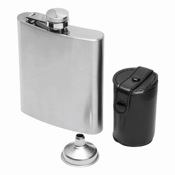 GENTLEMAN - Zestaw z piersiówką - czarny, srebrny