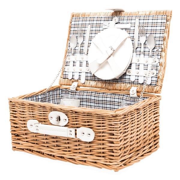 KINGS PARK - Wiklinowy koszyk piknikowy - brązowy