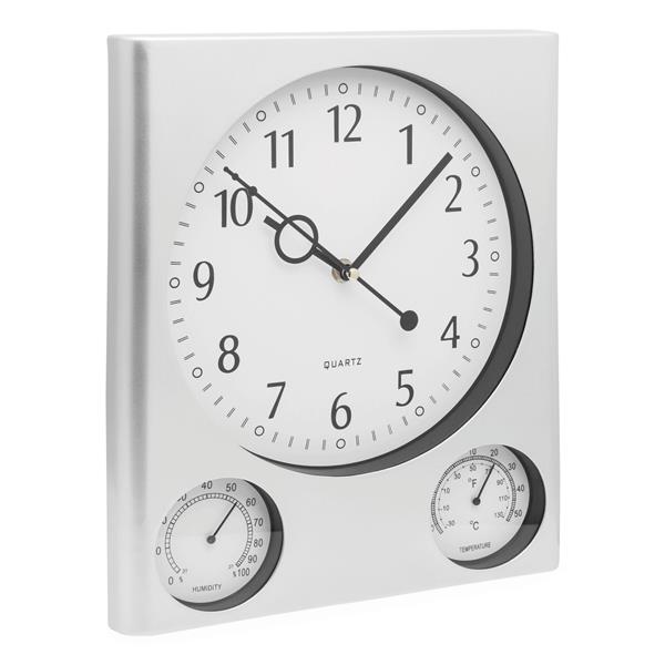 SATURN - Prostokątny zegar ścienny - srebrny