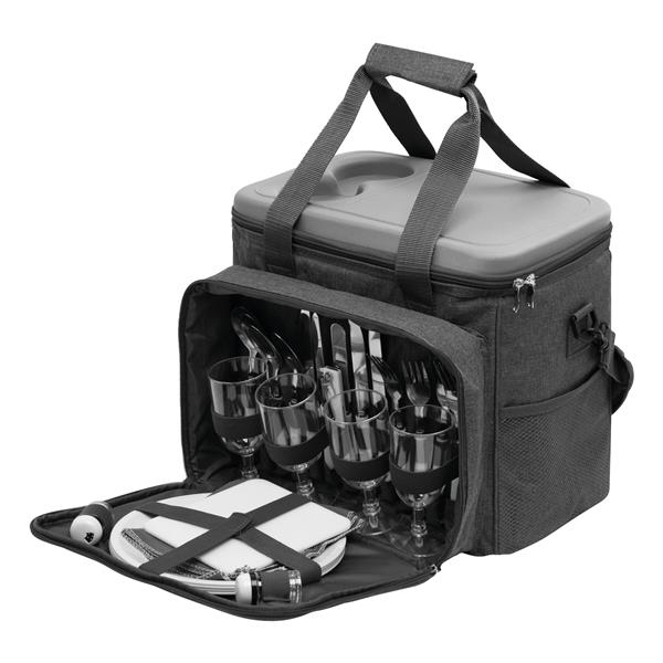 SIDE TRIP - Torba piknikowa dla 4 osób - czarny, szary