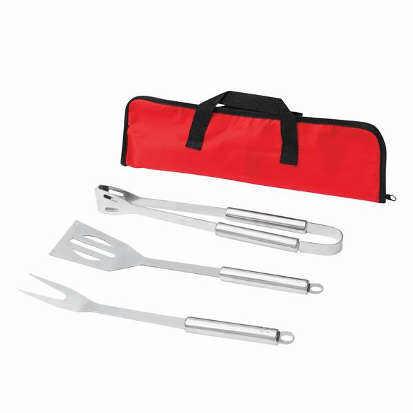 SMOKY - Zestaw sztućców do grilla - czarny, czerwony
