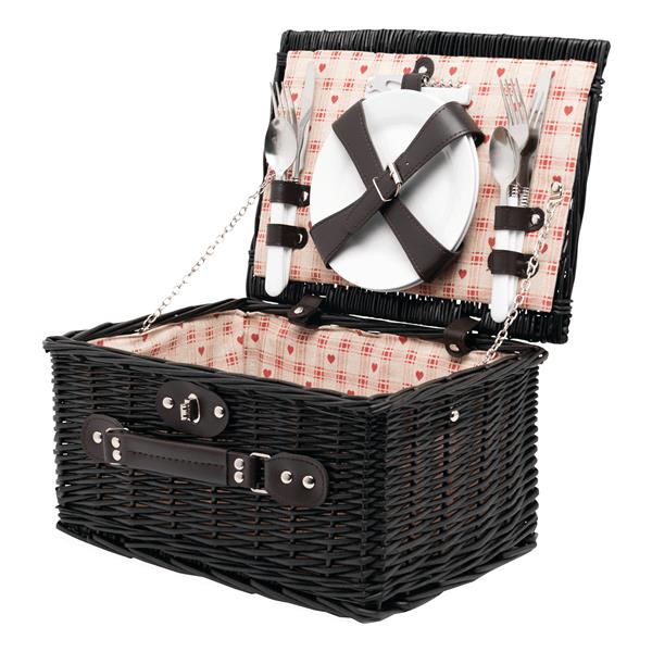 SUNSET PARK - Wiklinowy kosz piknikowy - ciemnobrązowy