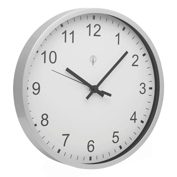 URANUS - Zegar ścienny sterowany radiowo - biały, srebrny