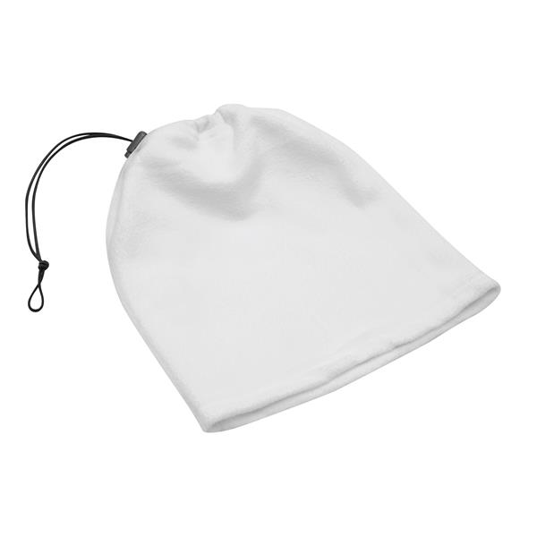 VARIOUS - Polarowy szalik-czapka - biały