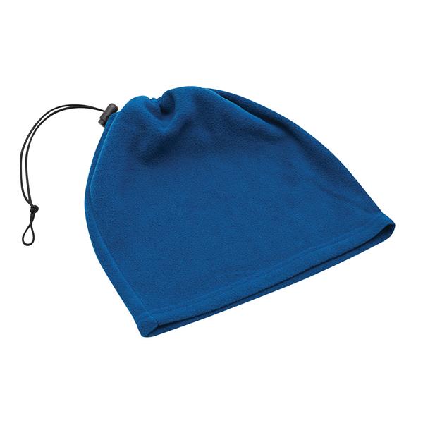 VARIOUS - Polarowy szalik-czapka - niebieski