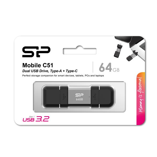 Pendrive Mobile C51, 64GB 3.2 Silicon Power - czarny