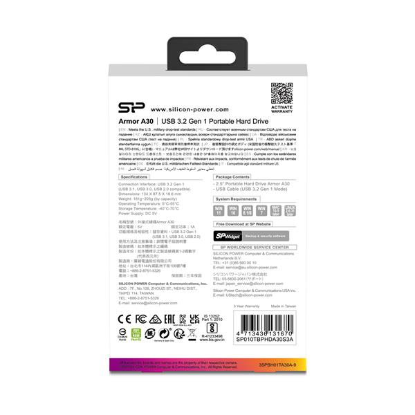 Przenośny dysk Armor A30, 1TB Silicon Power - biały