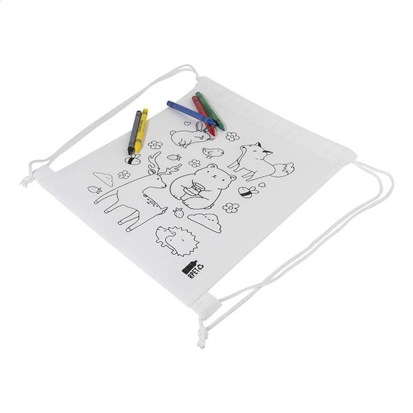 Worek ze sznurkiem do kolorowania RPET, zwierzęta Zocolo