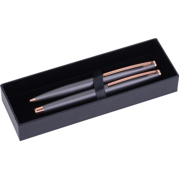 Zestaw piśmienny długopis i pióro kulkowe CrisMa GEORGIA - ciemnoszary