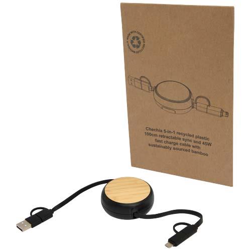 Chechia zwijany kabel do synchronizacji danych i szybkiego ładowania 5 w 1 45 W o długości 100 cm z tworzyw sztucznych pochod