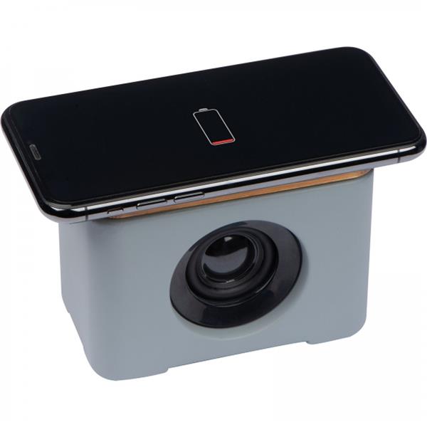 Głośnik bluetooth z ładowarką indukcyjną PILAR - szary