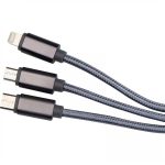 Kabel 3w1 do ładowania długi 120 cm WINCENTY - szary