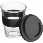 Kubek szklany z pokrywką 300 ml AMANDA - czarny