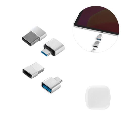 MINSKY. Zestaw 2 aluminiowych adapterów USB-A / USB-C