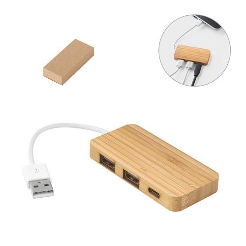 MOSER. HUB z 2 portami USB-A i 1 portem USB-C z bambusa
