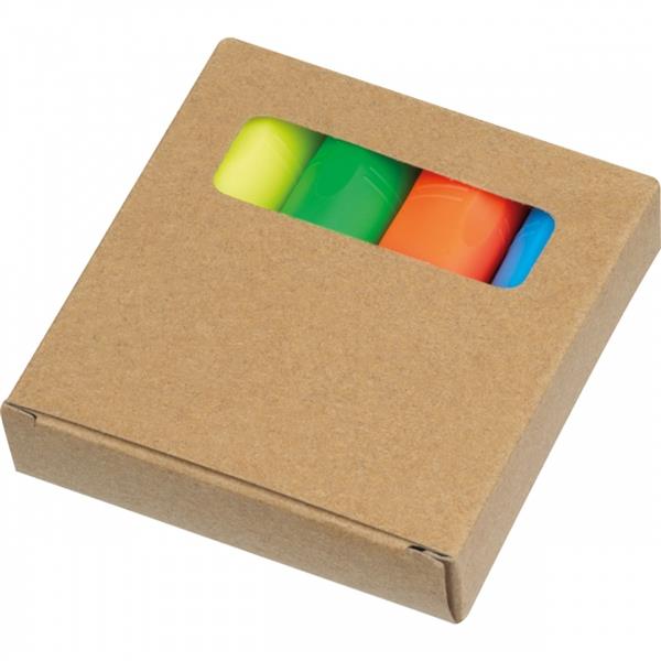 Mini zakreślacze 4 kolory SETH - wielokolorowy
