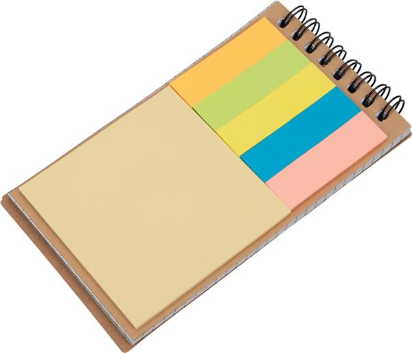 Notatnik w kratkę z karteczkami do markowania MANLIO - brązowy