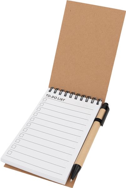 Notatnik w linie z długopisem tekturowym EUGENIO - czarny