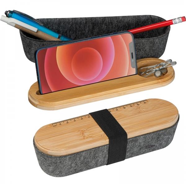 Organizer na biurko z filcu z recyklingu LUISE - ciemnoszary