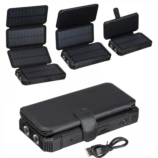 Power bank 20000 mAh solarny PETRA - czarny