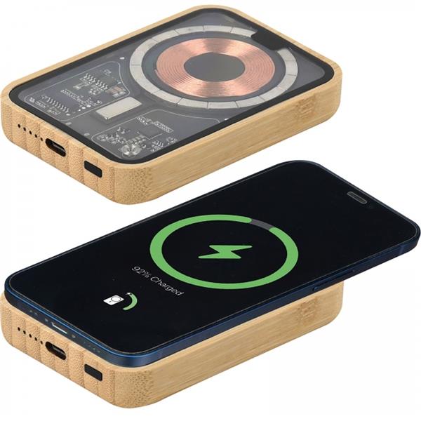 Power bank 5000 mAh z ładowarką indukcyjną Magsafe CONSTANCE - beżowy