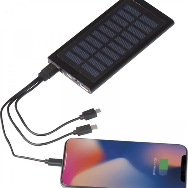 Power bank 8000 mAh solarny SAVERIO - czarny