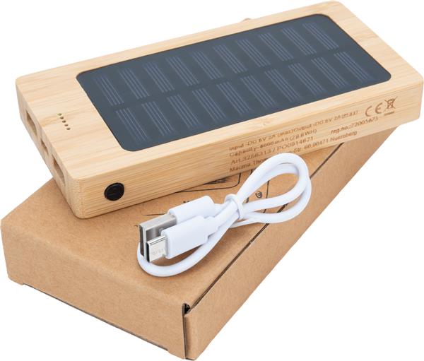 Power bank 8000 mAh solarny VALENTINA - beżowy