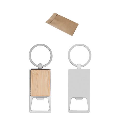 SYLVESTER. Prostokątny żelazny brelok z otwieraczem do butelek