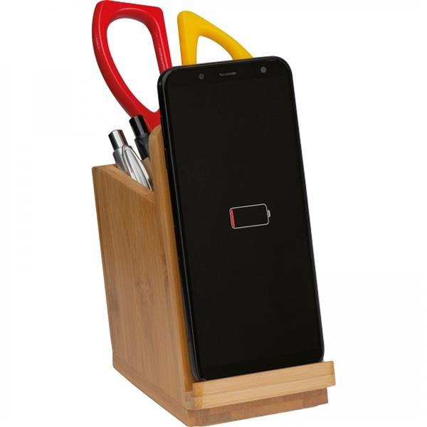 Stojak na telefon z ładowarką indukcyjną JULIUS - beżowy