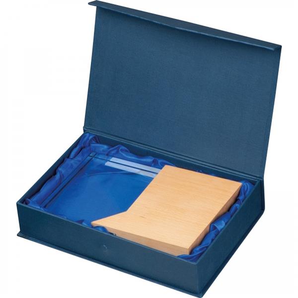 Szklany blok trofeum GLORIA - beżowy