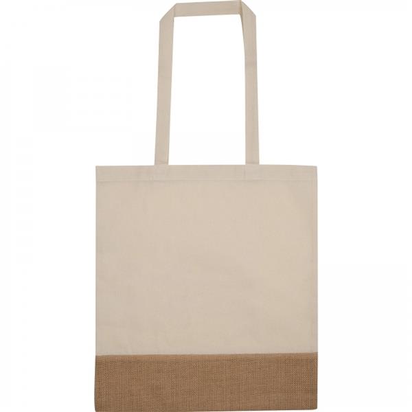 Torba bawełniana z jutowym dnem 140 g/m2 DOREEN - biały