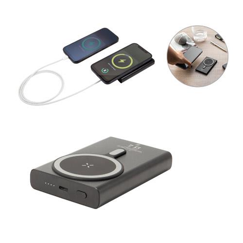WRIGHT 10. Magnetyczny powerbank z superszybkim ładowaniem z recyklingowanego aluminium i recyklingowanego ABS o pojemności 10 000 mAh