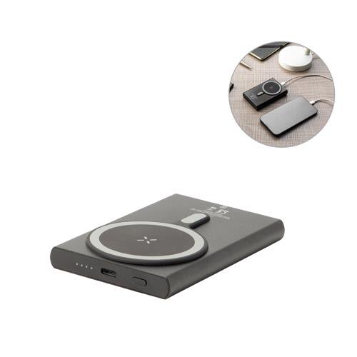 WRIGHT 5. Magnetyczny powerbank z superszybkim ładowaniem z recyklingowanego aluminium i recyklingowanego ABS o pojemności 5000 mAh