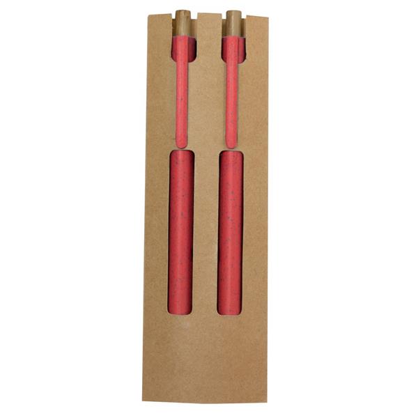 Zestaw piśmienniczy ze słomy pszenicznej, długopis i "wieczny" ołówek - VA635-05