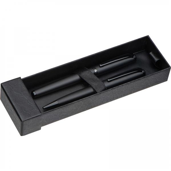 Zestaw piśmienny długopis i pióro kulkowe Mark Twain ELKE - czarny