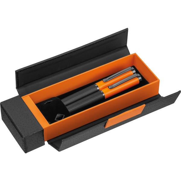 Zestaw piśmienny długopis i pióro kulkowe REGINALD - pomarańczowy