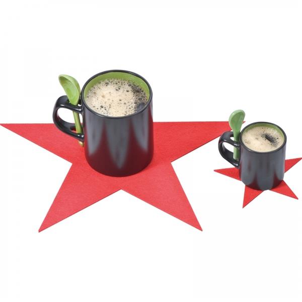 Zestaw podkładek z filcu gwiazdki CATERINA - czerwony