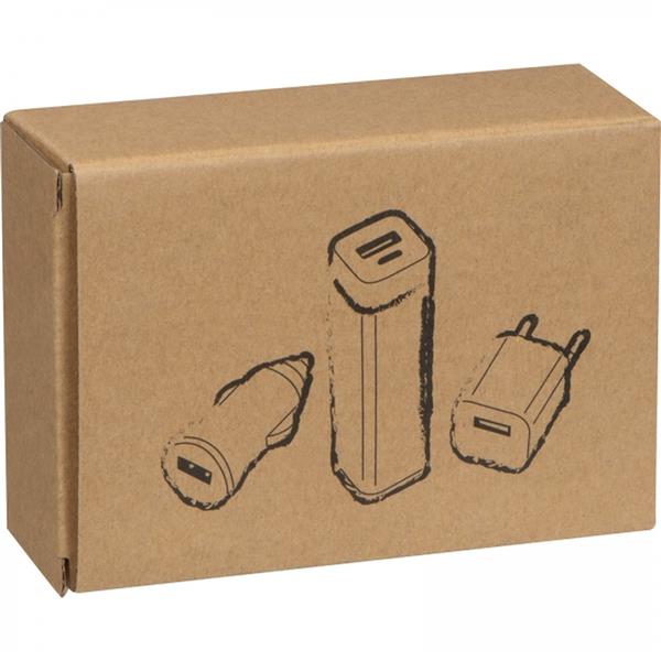 Zestaw podróżny power bank 2200 mAh i wtyczki JUSTIN - biały