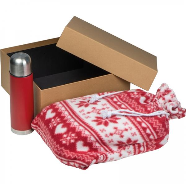 Zestaw termos 500 ml i koc świąteczny WALTRAUD - czerwony