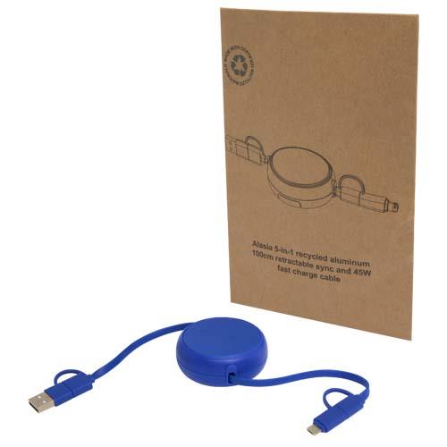 Alasia zwijany kabel do synchronizacji danych i szybkiego ładowania 5 w 1 45 W o długości 100 cm z tworzyw sztucznych i alumi