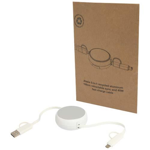 Alasia zwijany kabel do synchronizacji danych i szybkiego ładowania 5 w 1 45 W o długości 100 cm z tworzyw sztucznych i alumi